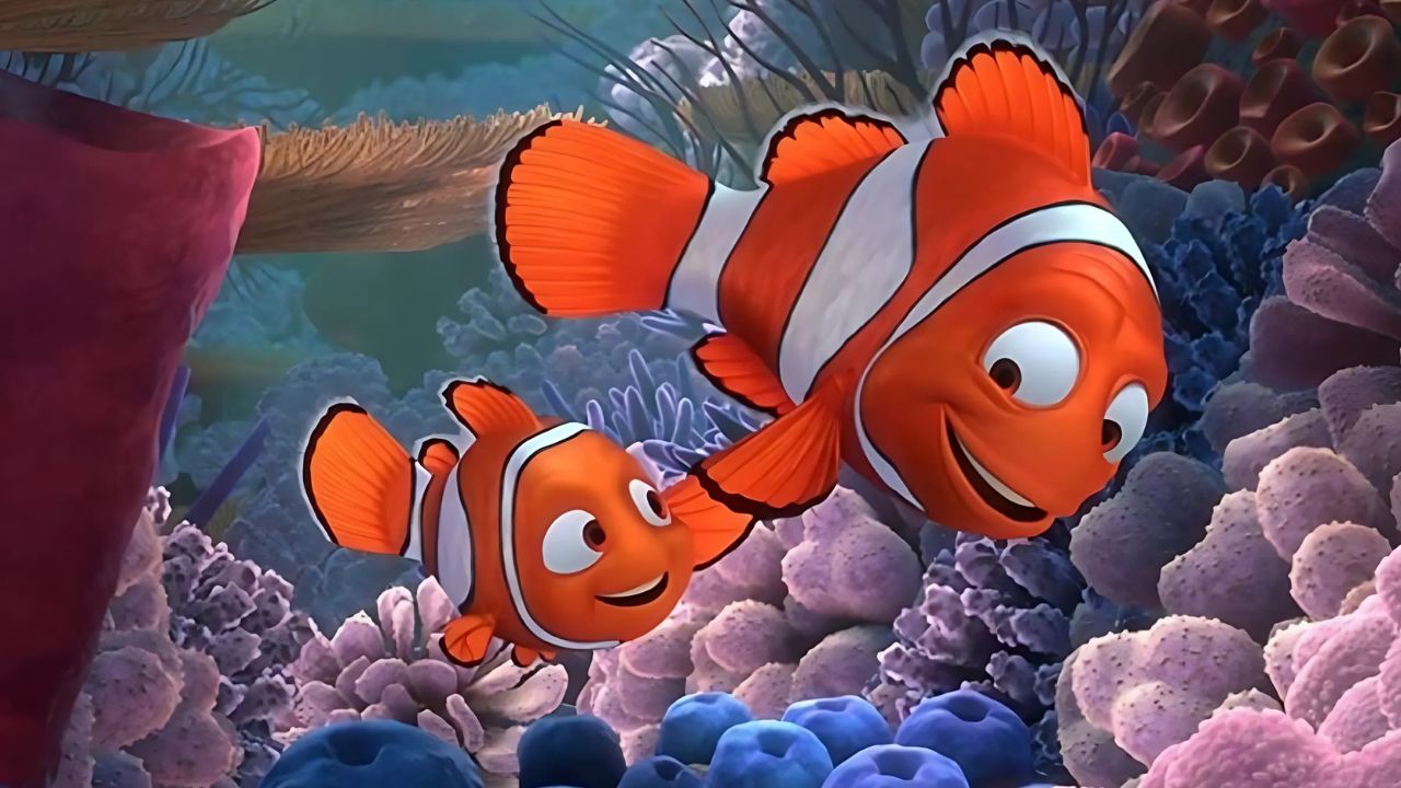 Scene from Finding Nemo, an animated movie to learn English vocabulary