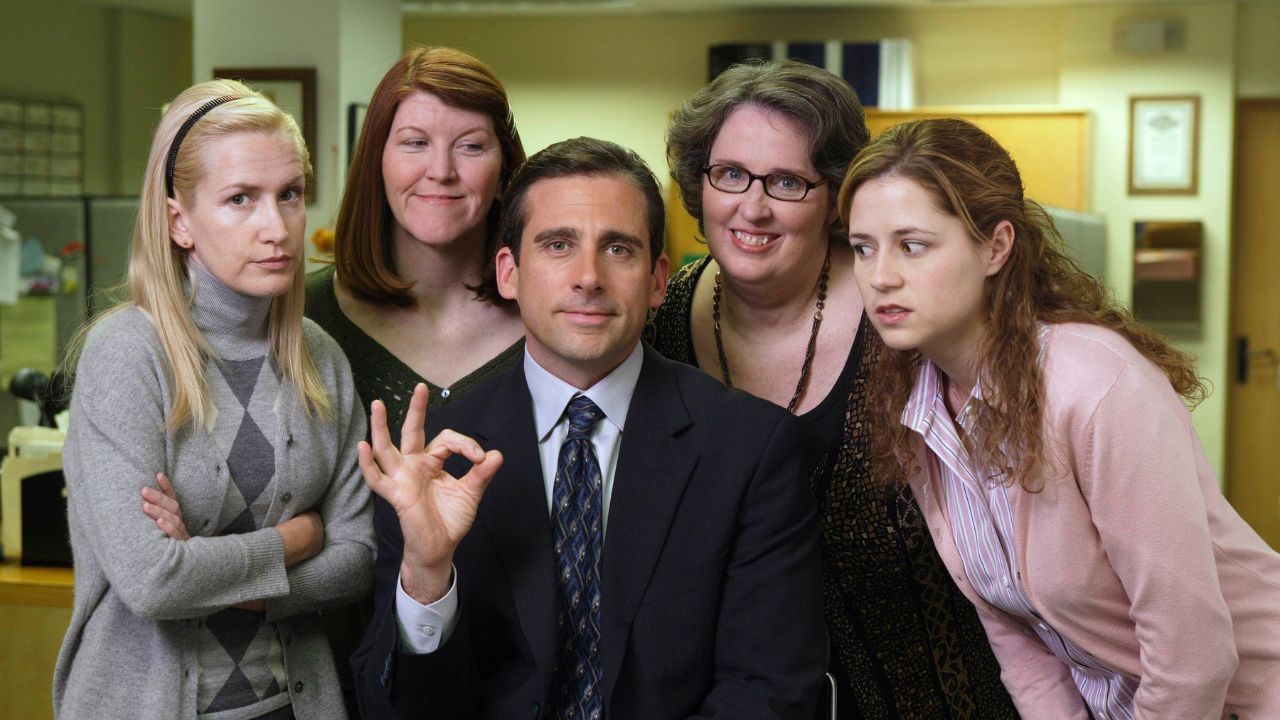 Scene from The Office, a sitcom for intermediate English learners