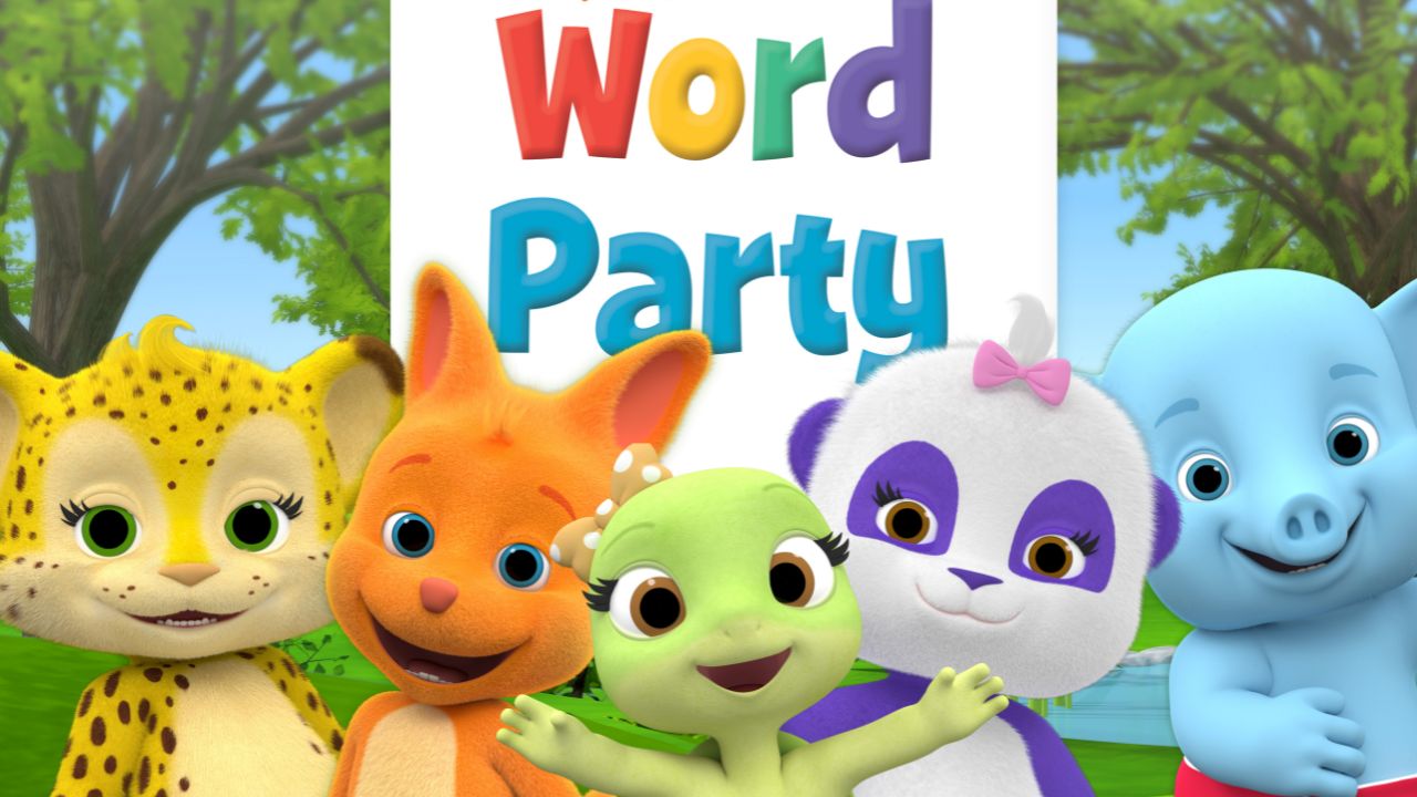 Scene from Word Party, a vocabulary-building show for beginner English learners